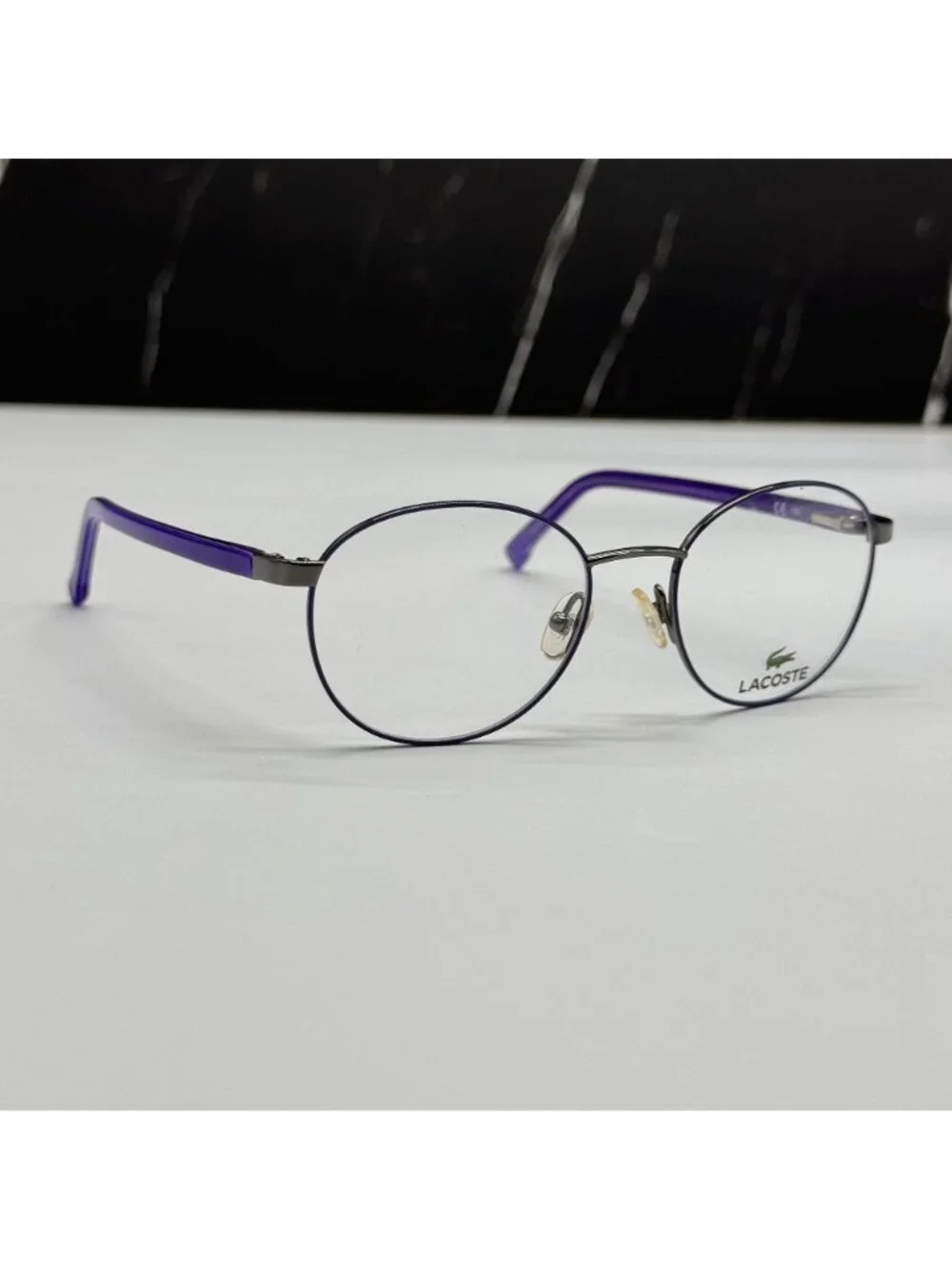 Lacoste Kid Eyeglasses L3104 035 Round Purple Gray Metal NEW